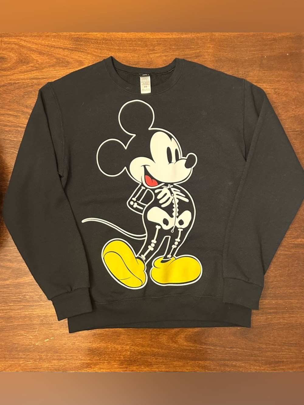 Disney Black Crewneck Sweater with Yellow Shoe Graphic